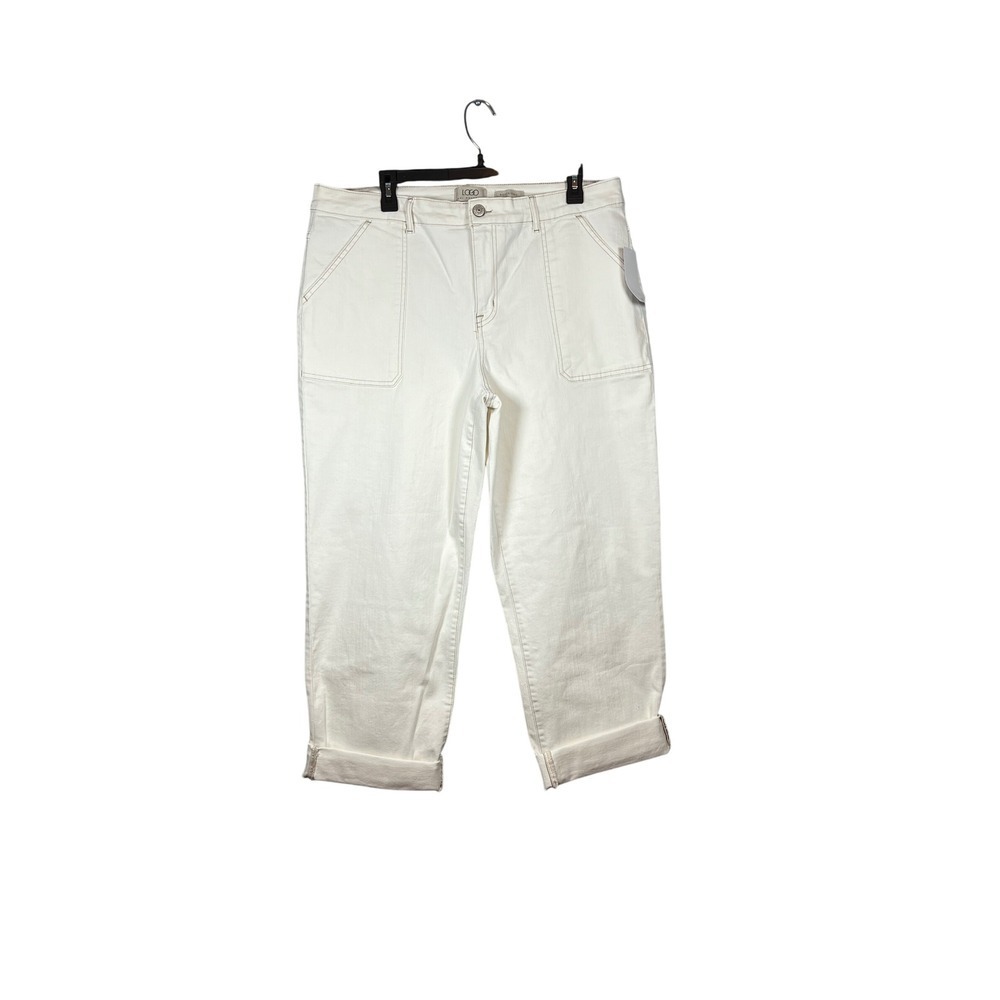NWT Logo Lori Goldstein Boyfriend Straight Leg, White Jeans, Size 16T
